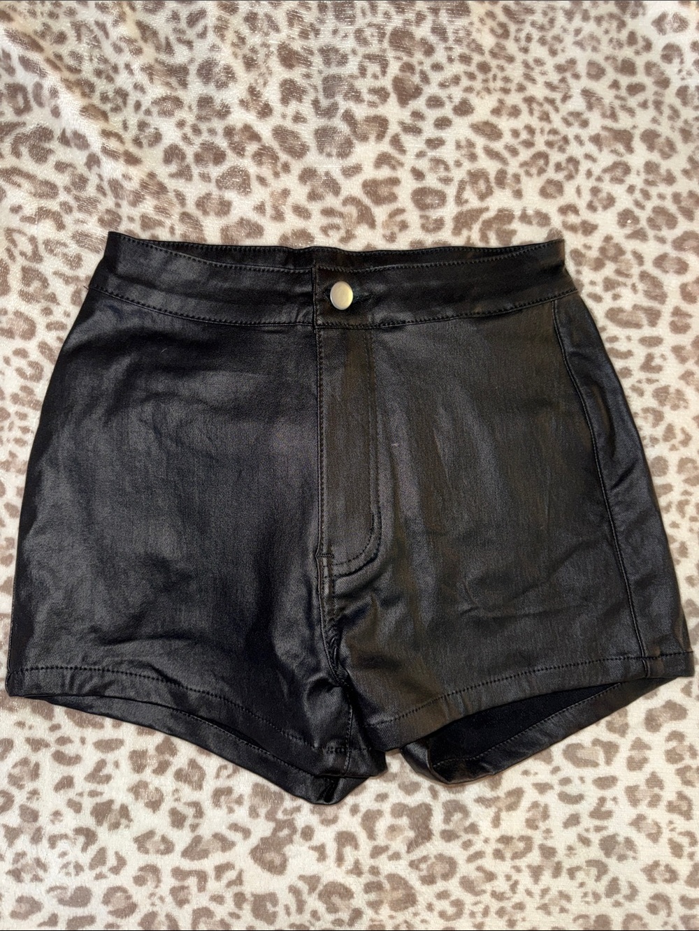 Black Faux Leather Women's High-Waist Shorts